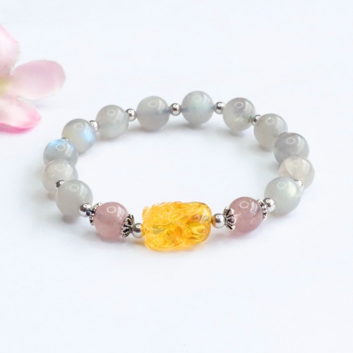 Natural Grey Moonlight Labradorite With Strong Blue Light Bracelet